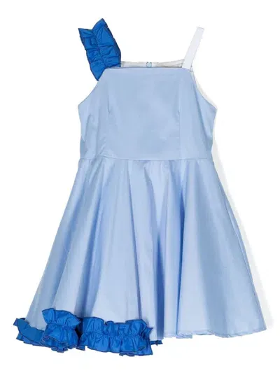 Simonetta Kids' Asymmetric-design Ruffled Dress In Blue