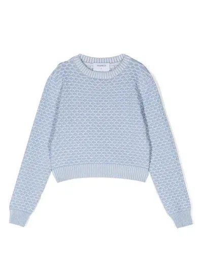 Simonetta Kids' Fisherman's Knit Layered Jumper In Blue