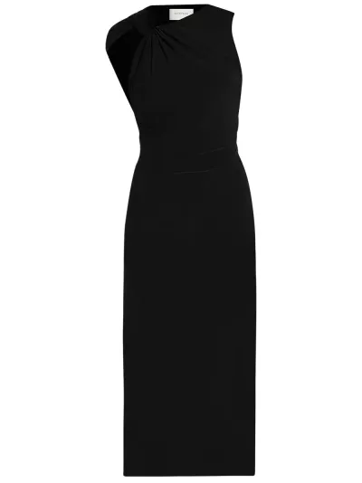 Sportmax Midi Black Dress With Knot Detail In Stretch Fabric Woman