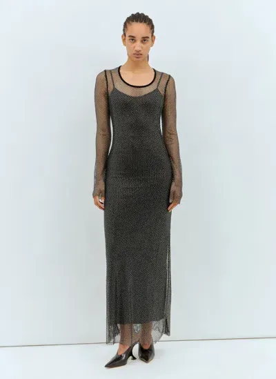 Sportmax Embellished Mesh Maxi Dress In Black