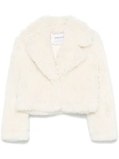 Stand Studio Samara Faux Fur Jacket In White