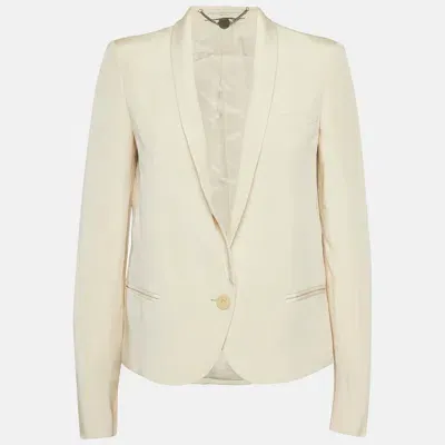 Pre-owned Stella Mccartney Cream Silk Single Breasted Blazer S