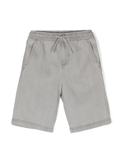 Stella Mccartney Kids' Drawstring Denim Shorts In Grey