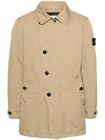 Stone Island Compass-badge Padded Jacket In Beige