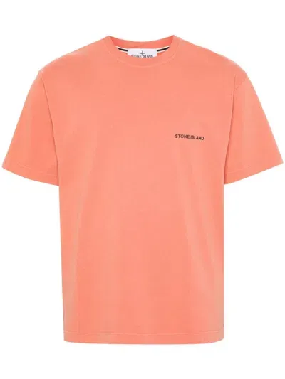 Stone Island Cotton T-shirt In Orange