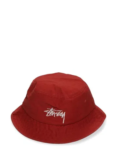 Stussy Logo-embroidered Cotton Hat In Orange