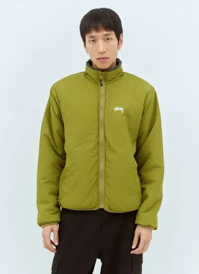 Stussy Reversible Fleece Jacket In Green