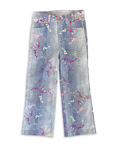 Terez Girls' Stretch Denim Paint Splatter Loose Fit Jeans - Little Kid, Big Kid In Blue