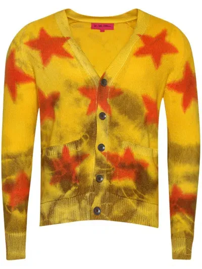 The Elder Statesman Star Sprayed Cardigan In Yellow