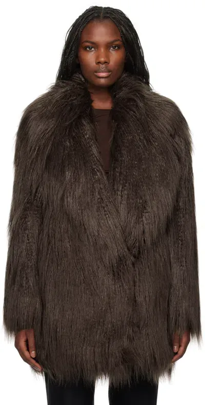 The Frankie Shop Brown Miley Faux-fur Coat