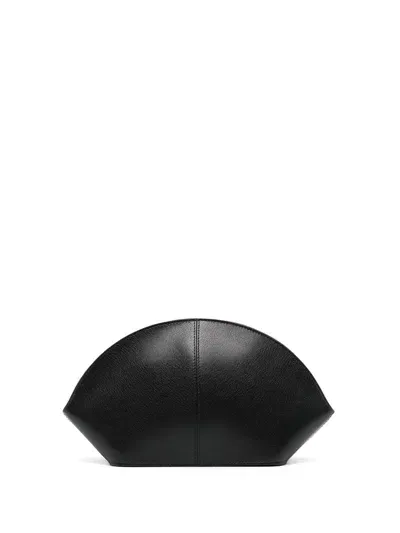 The Row Mel Shiny Leather Clutch In Blsg Black Shg