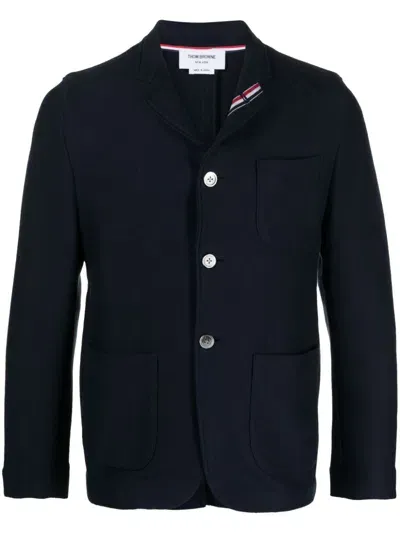 Thom Browne Rwb-stripe Cotton Blazer In Blue