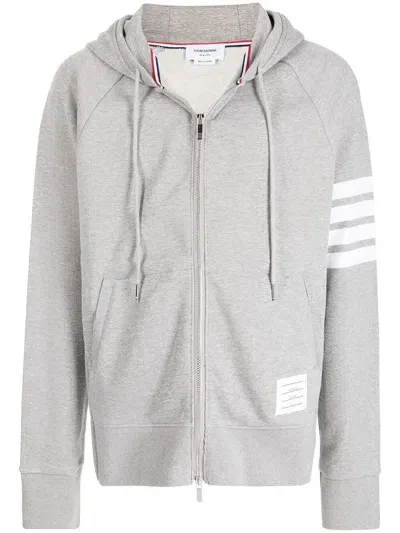 Thom Browne Cotton Full Zip Hoodie In Gray