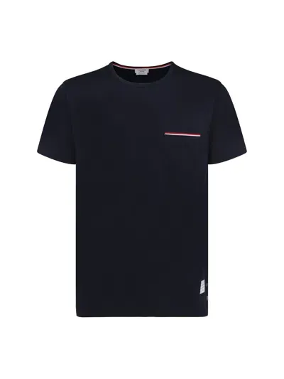 Thom Browne Rwb Pocket Jersey Cotton Tee In Blue