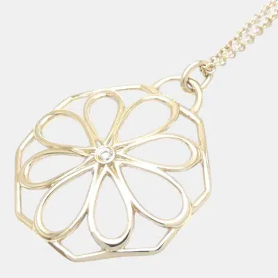 Pre-owned Tiffany & Co Flower Necklace 18k Yellow Gold Diamond