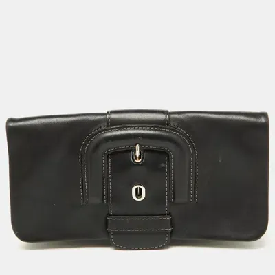 Pre-owned Tod's Black Leather Lucy Flap Clutch