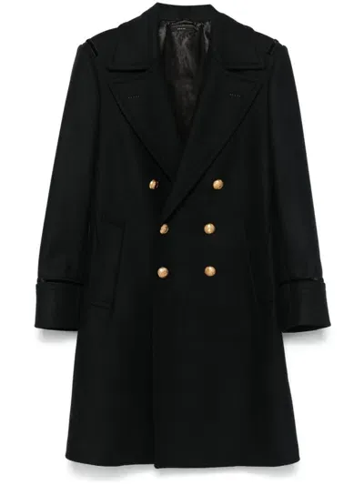 Tom Ford Double-breasted Coat In Blue