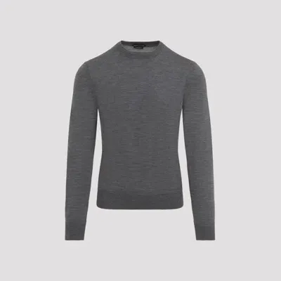 Tom Ford Merino Wool Roundsweater In Dark Grey