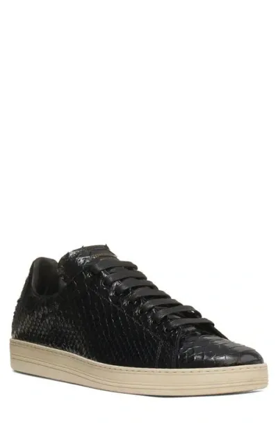 Tom Ford Warwick Python Embossed Low Top Sneaker In Black/neutrals