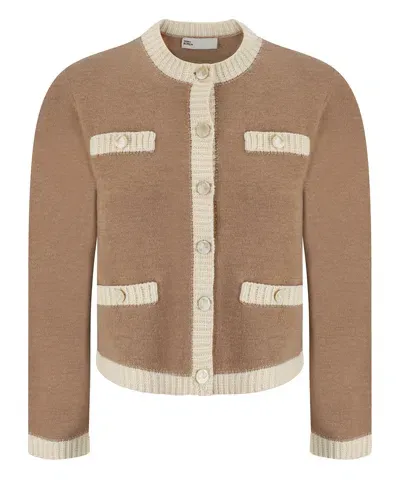 Tory Burch Kendra Chunky Cardigan In Beige