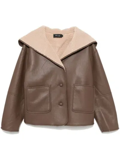 Tout A Coup Fleece Lined Jacket In Brown