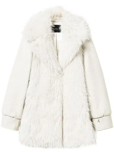 Twinset Faux-fur Coat In Neutrals