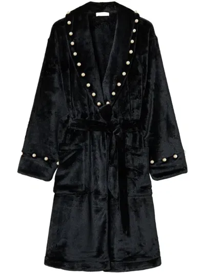 Twinset Faux-fur Dressing Gown In Black