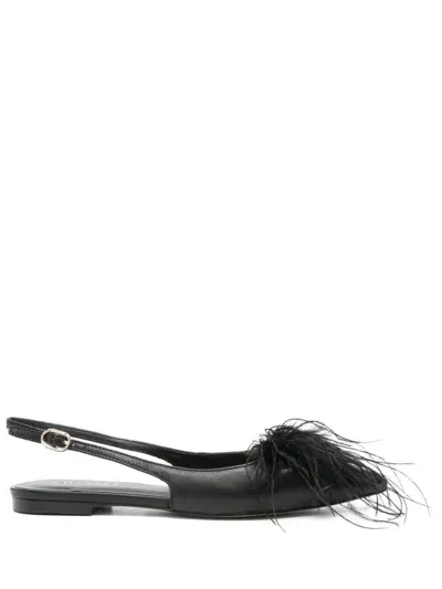 Twinset Feather-detailed Ballet Flats In Black