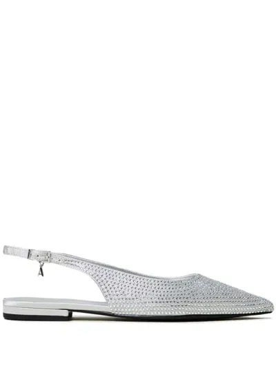 Twinset Rhinestone-embellished Slingback Ballet Flats In Silver