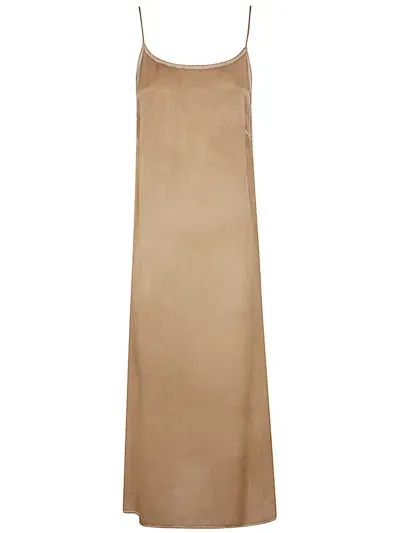 Uma Wang Sleeveless Midi Dress In Brown