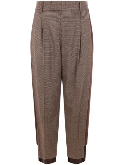 Undercover Houndstooth-pattern Trousers In Brown