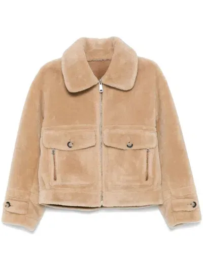 Urbancode Faux-fur Jacket In Beige