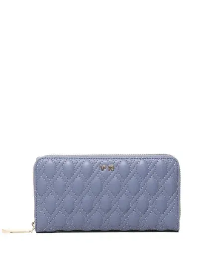 V73 Quilted Zipped Wallet In Blue