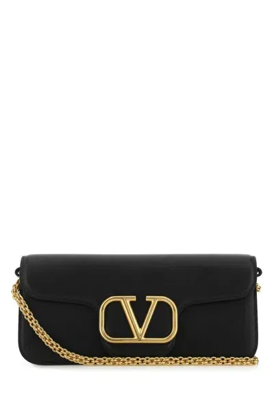 Valentino Garavani Black Leather Locã² Handbag In Nero