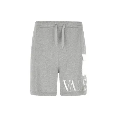 Valentino Garavani Embossed Logo Bermuda Shorts In Gray