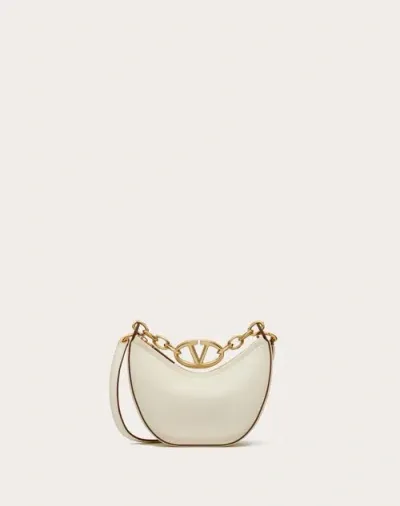 Valentino Garavani Mini Vlogo Moon Hobo Bag In Nappa Leather With Chain Woman Ivory Uni