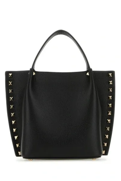 Valentino Garavani Woman Black Leather Rockstud Handbag