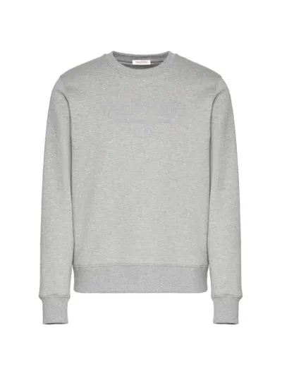 Valentino Grey Cotton Crewneck Sweatshirt With Logo