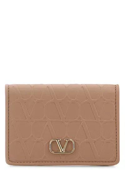 Valentino Garavani Powder Pink Leather Wallet In Rosecannelle