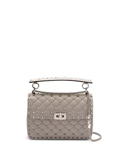 Valentino Garavani `rockstud Spike` Medium Shoulder Bag In Gray