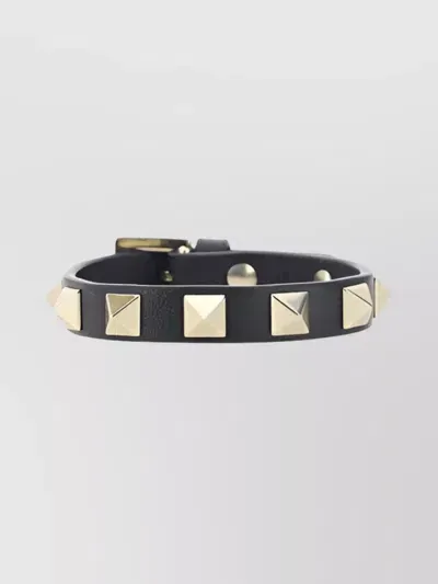 Valentino Garavani Rockstud Leather Bracelet In Black