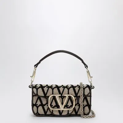 Valentino Garavani Iconic Mini Toile Dual-strap Handbag In Beige And Black In Cream