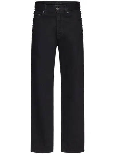 Valentino Rockstud Straight-leg Jeans In Black