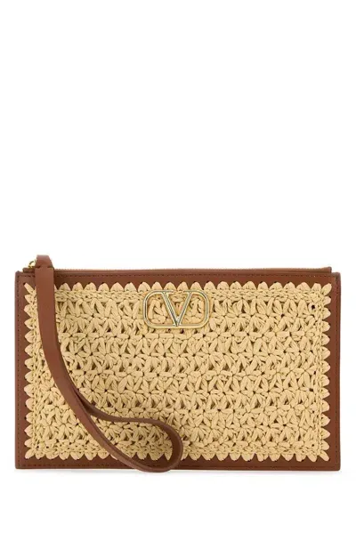 Valentino Garavani Valentino Vlogo Medium Flat Pouch In Brown