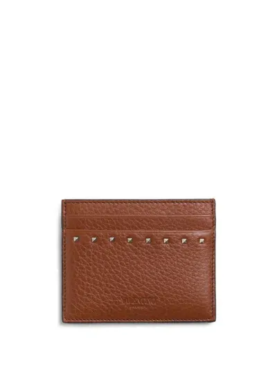 Valentino Garavani Vlogo Signature Leather Card Holder In Brown