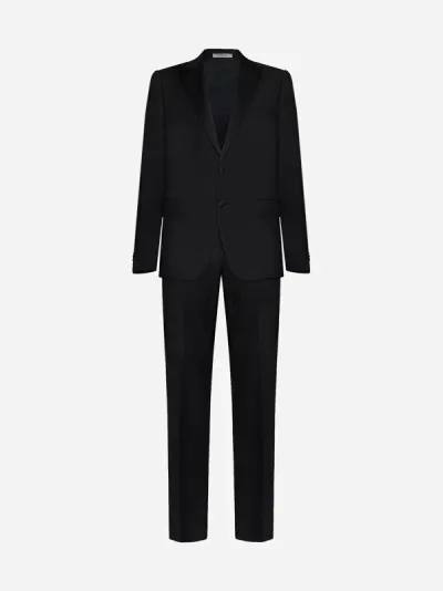 Valentino Single-breasted Wool Suit In Black