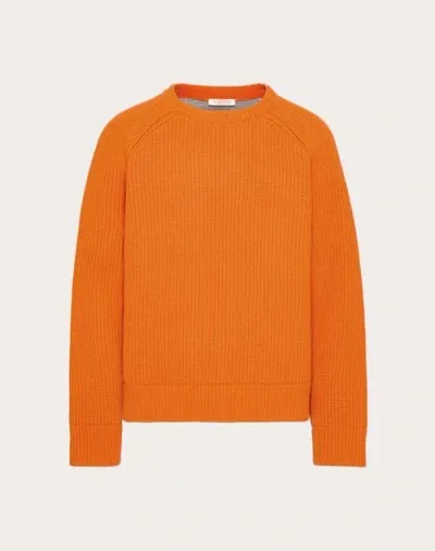 Valentino Wool Crewneck Jumper In Orange