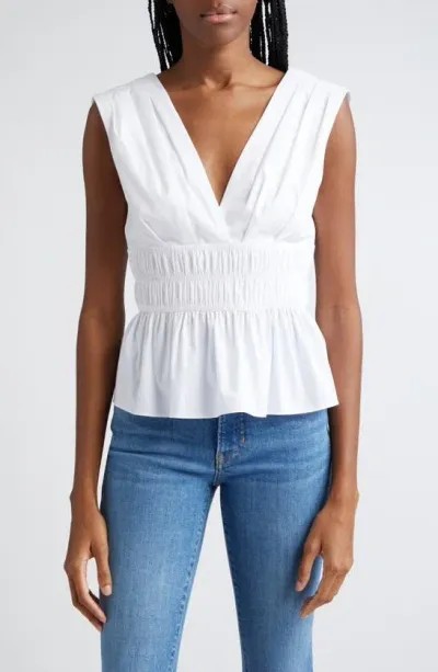 Veronica Beard Evra V-neck Peplum Top In White