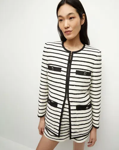 Veronica Beard Foster Striped Dickey Jacket Ivory Black In Ivory/black