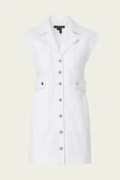 Veronica Beard Jax Denim Shirtdress In White